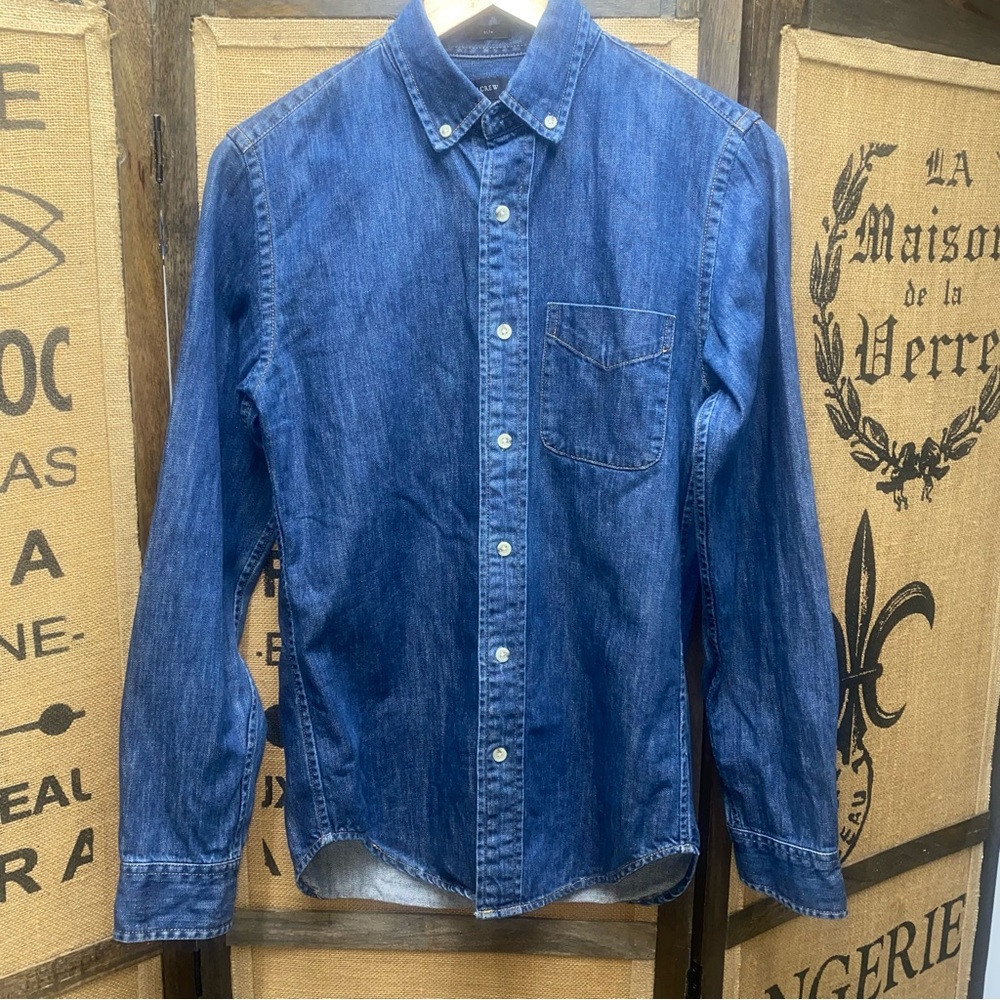 J. Crew Button Down Denim Shirt, XS, Slim